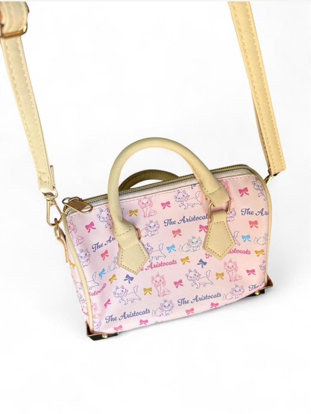 Pink gold Disney Classics Aristocats Crossbody mini bag kids purse allover Cats